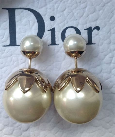 dior earrings pearl yellowish|genuine christian dior earrings.